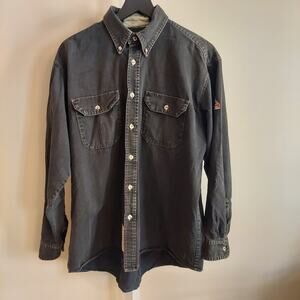 Bulwark Excel FR Flame Resistant Button Up Shirt SMALL HOLE Size Large Workwear‎